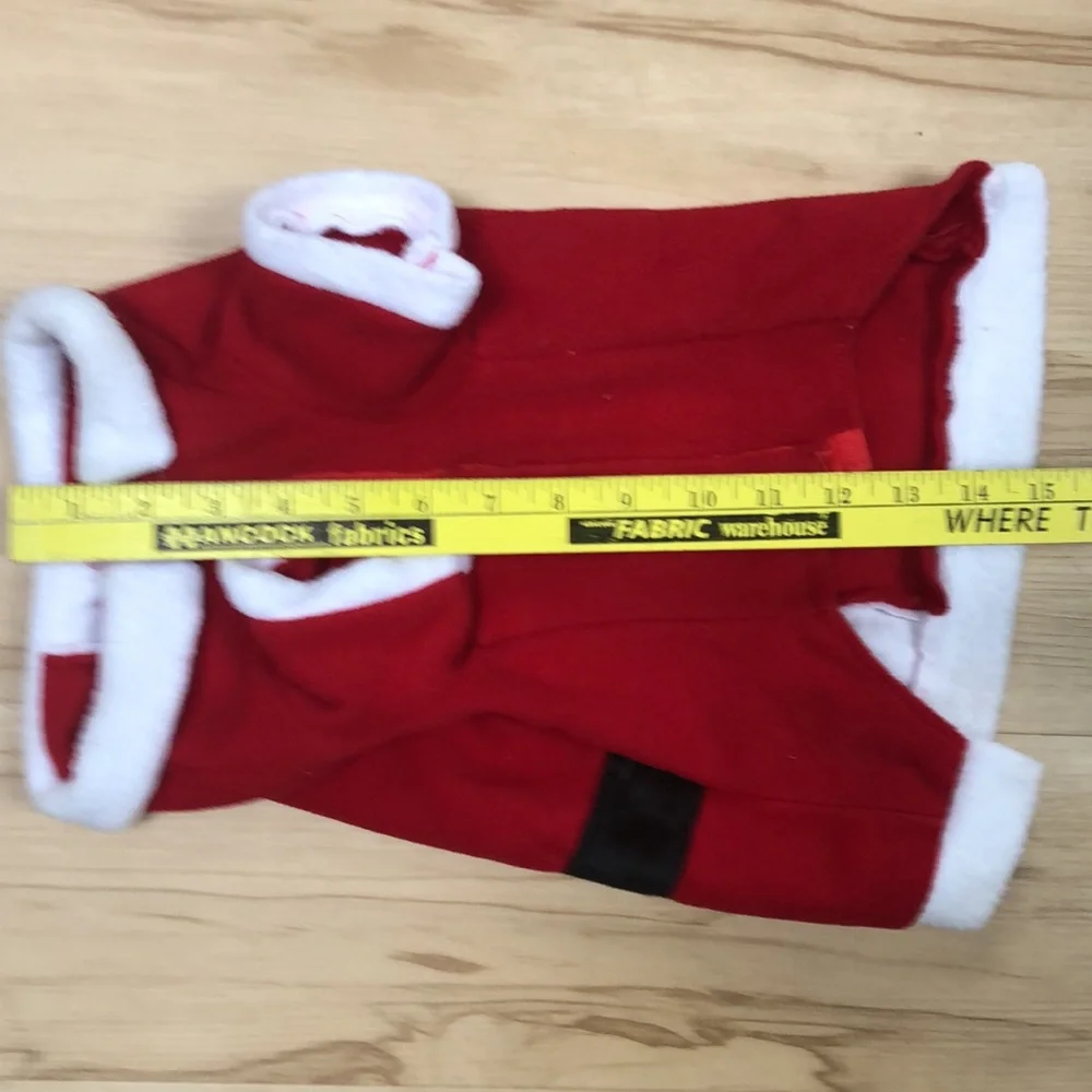 Santa Claus Red White Fleece Pet Costume Jacket Small